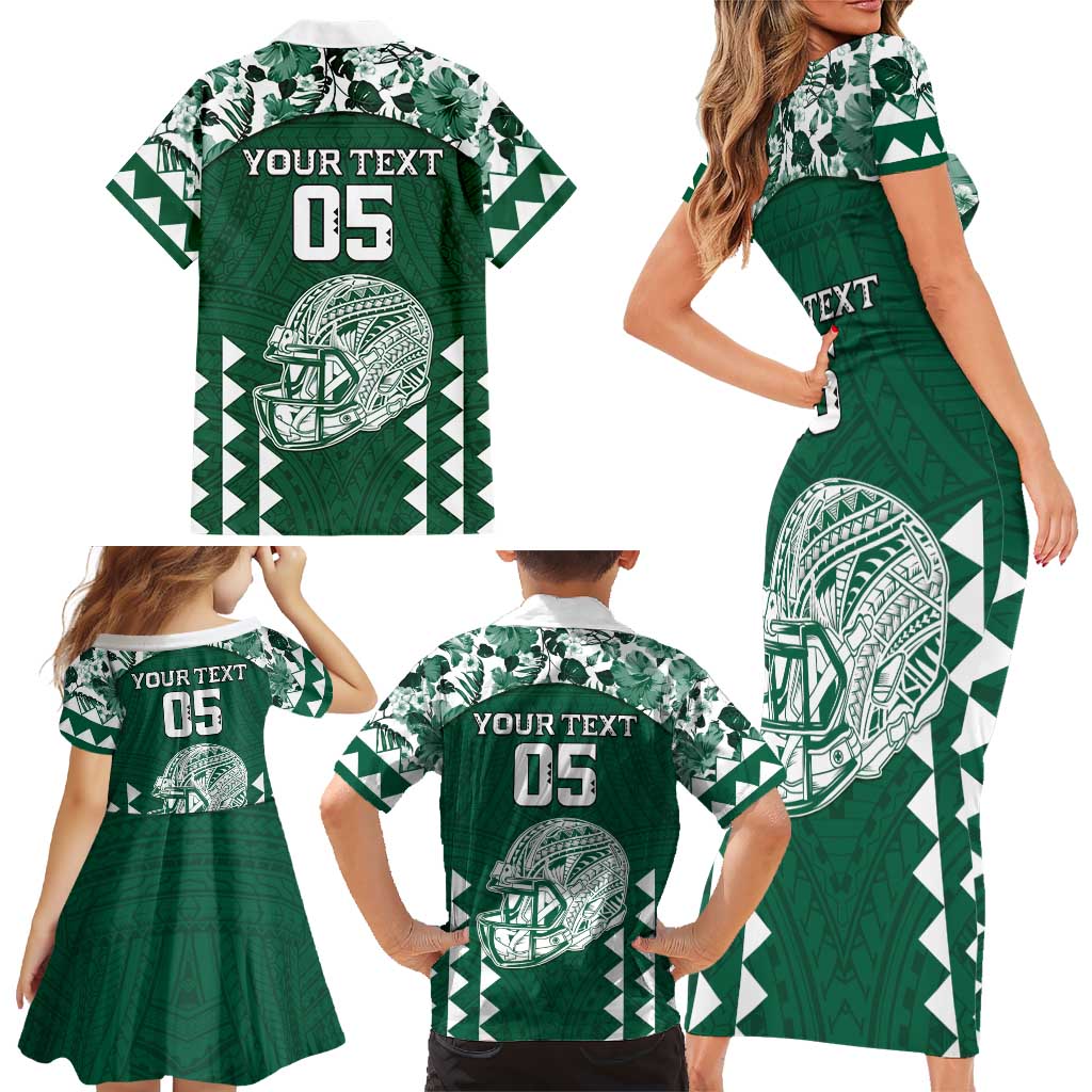 Custom Hawaii Football Family Matching Short Sleeve Bodycon Dress and Hawaiian Shirt Rainbow Warriors Tropical Vibes LT05 - Polynesian Pride