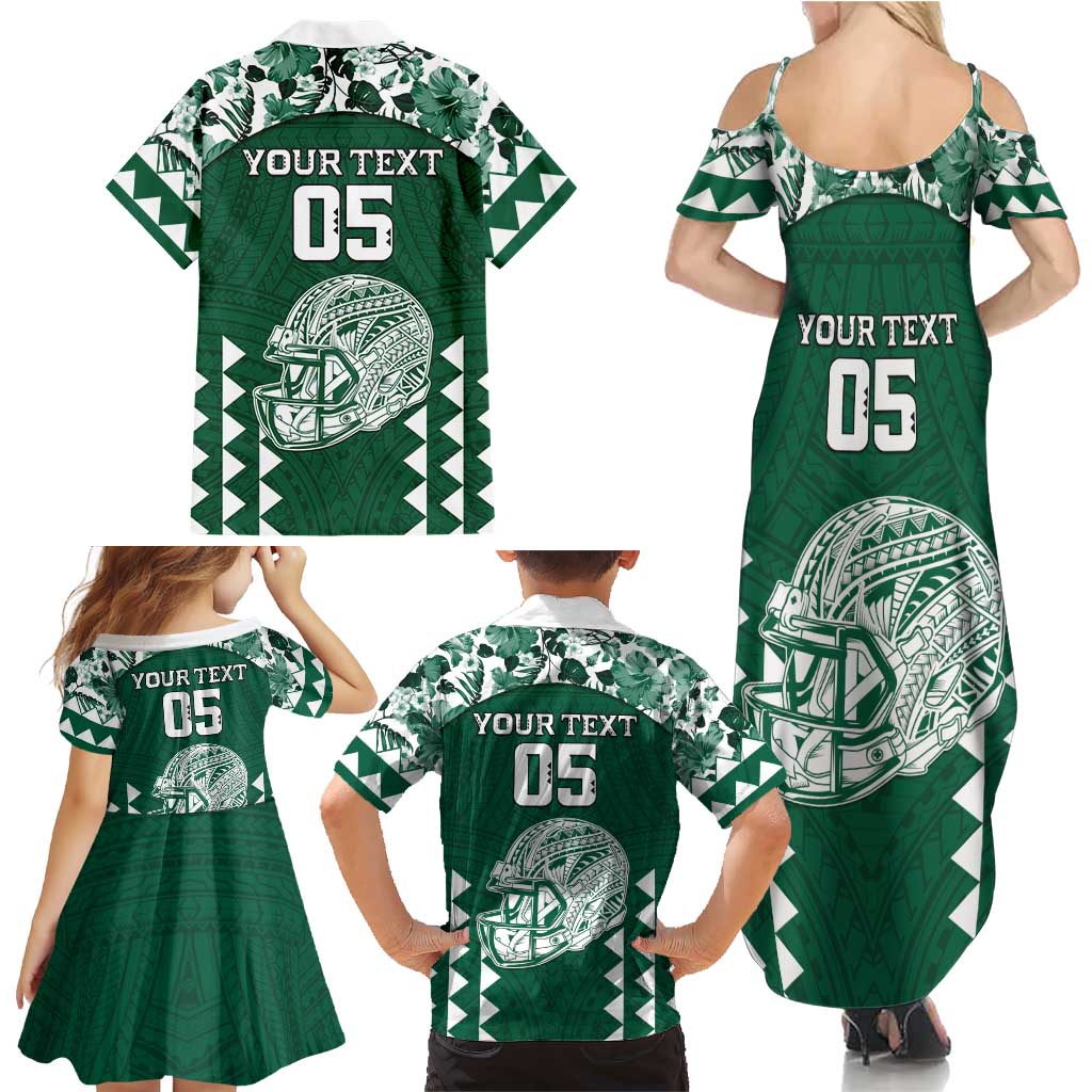 Custom Hawaii Football Family Matching Summer Maxi Dress and Hawaiian Shirt Rainbow Warriors Tropical Vibes LT05 - Polynesian Pride