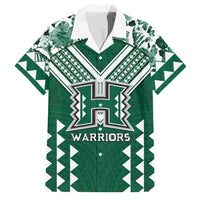 Custom Hawaii Football Family Matching Summer Maxi Dress and Hawaiian Shirt Rainbow Warriors Tropical Vibes LT05 Dad's Shirt - Short Sleeve Green - Polynesian Pride