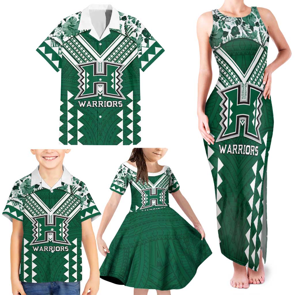 Custom Hawaii Football Family Matching Tank Maxi Dress and Hawaiian Shirt Rainbow Warriors Tropical Vibes LT05 - Polynesian Pride