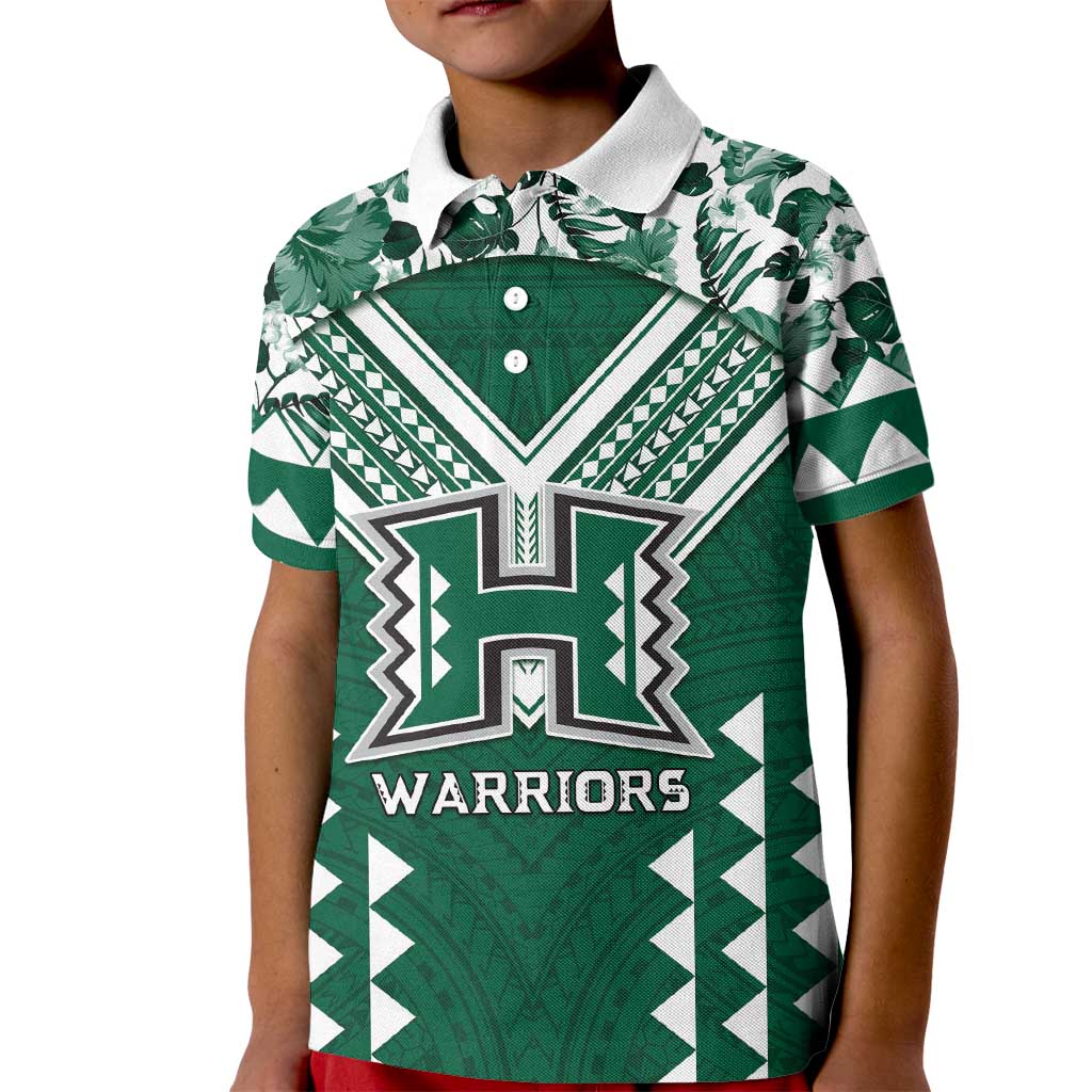 Custom Hawaii Football Kid Polo Shirt Rainbow Warriors Tropical Vibes - Polynesian Pride