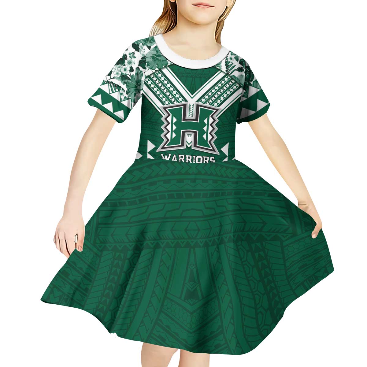 Custom Hawaii Football Kid Short Sleeve Dress Rainbow Warriors Tropical Vibes LT05 - Polynesian Pride