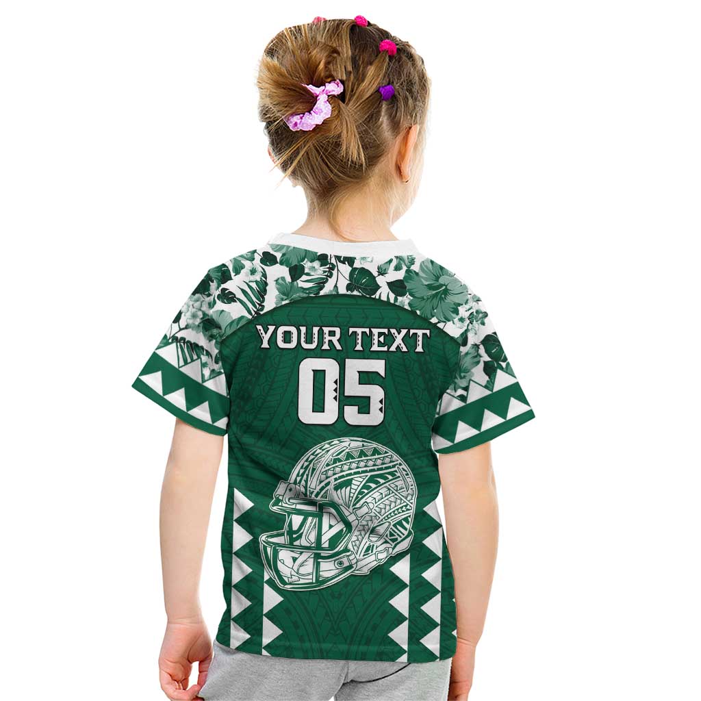 Custom Hawaii Football Kid T Shirt Rainbow Warriors Tropical Vibes - Polynesian Pride