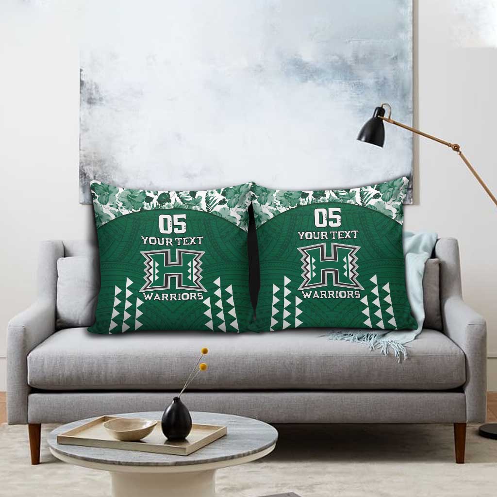 Custom Hawaii Football Pillow Cover Rainbow Warriors Tropical Vibes - Polynesian Pride