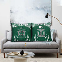 Custom Hawaii Football Pillow Cover Rainbow Warriors Tropical Vibes - Polynesian Pride