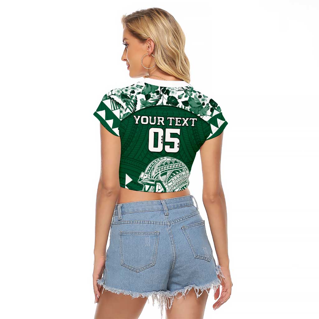 Custom Hawaii Football Raglan Cropped T Shirt Rainbow Warriors Tropical Vibes - Polynesian Pride