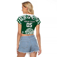 Custom Hawaii Football Raglan Cropped T Shirt Rainbow Warriors Tropical Vibes - Polynesian Pride