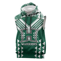 Custom Hawaii Football Sleeveless Hoodie Rainbow Warriors Tropical Vibes LT05 Green - Polynesian Pride