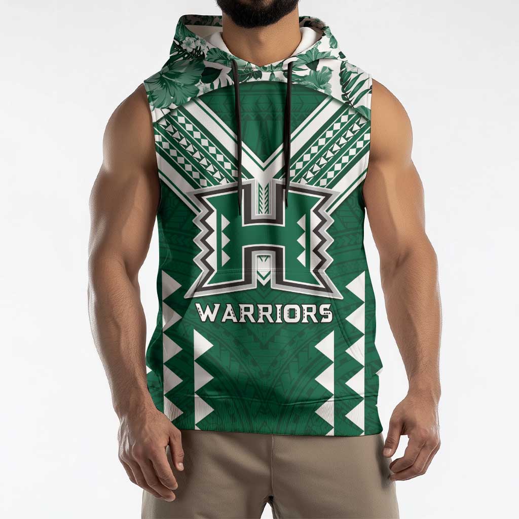 Custom Hawaii Football Sleeveless Hoodie Rainbow Warriors Tropical Vibes LT05 - Polynesian Pride