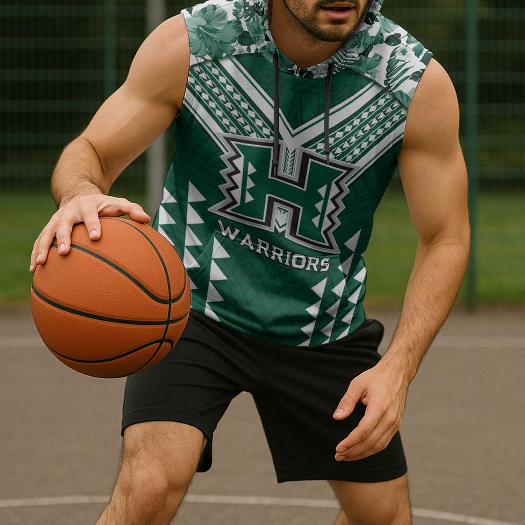Custom Hawaii Football Sleeveless Hoodie Rainbow Warriors Tropical Vibes LT05 - Polynesian Pride