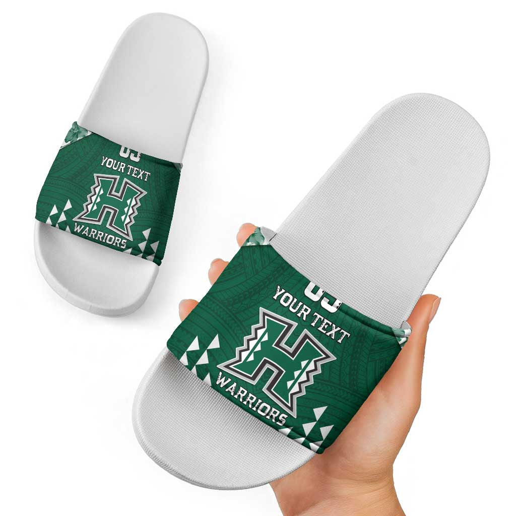 Custom Hawaii Football Slide Sandals Rainbow Warriors Tropical Vibes - Polynesian Pride