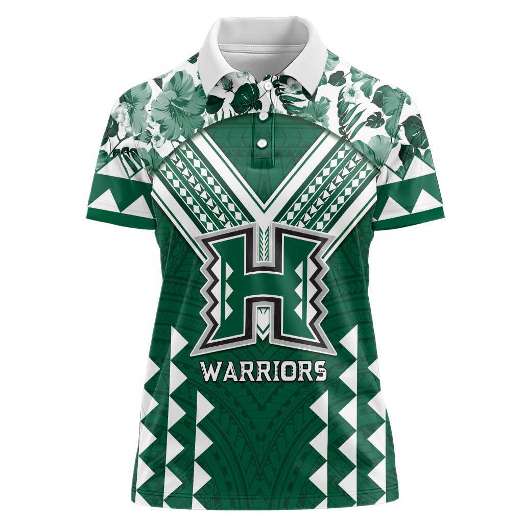 Custom Hawaii Football Women Polo Shirt Rainbow Warriors Tropical Vibes - Polynesian Pride