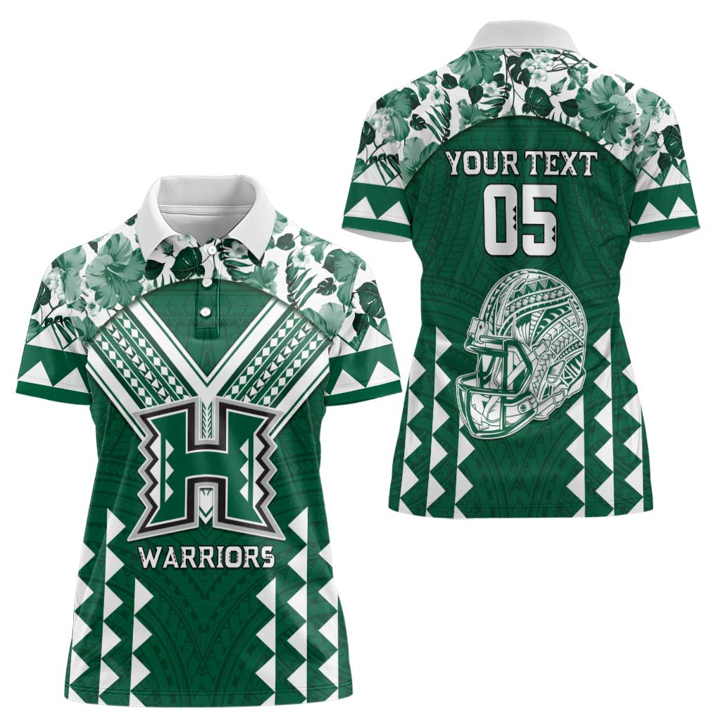 Custom Hawaii Football Women Polo Shirt Rainbow Warriors Tropical Vibes - Polynesian Pride