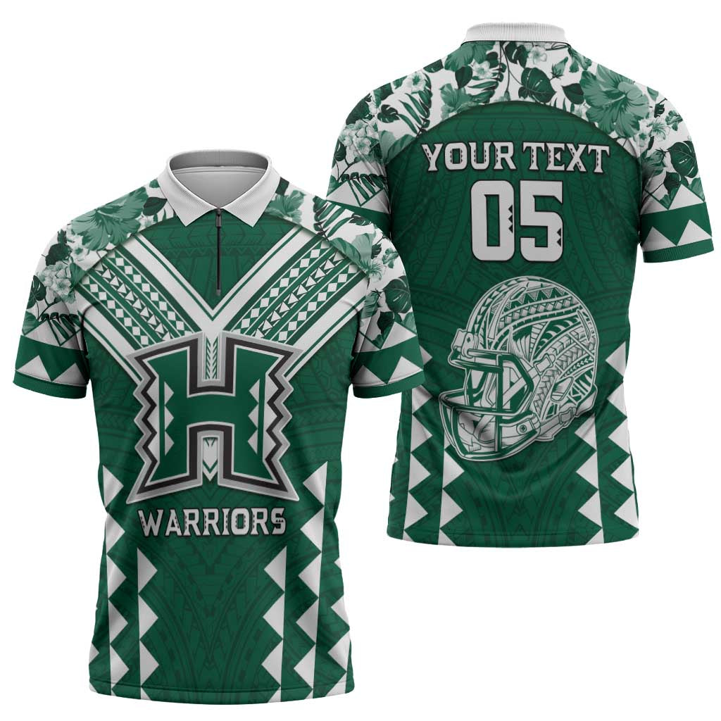 Custom Hawaii Football Zipper Polo Shirt Rainbow Warriors Tropical Vibes - Polynesian Pride