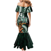 Hawaii Ikaika Warrior Football Family Matching Mermaid Dress and Hawaiian Shirt Polynesian Tribal Tattoo LT05 - Polynesian Pride