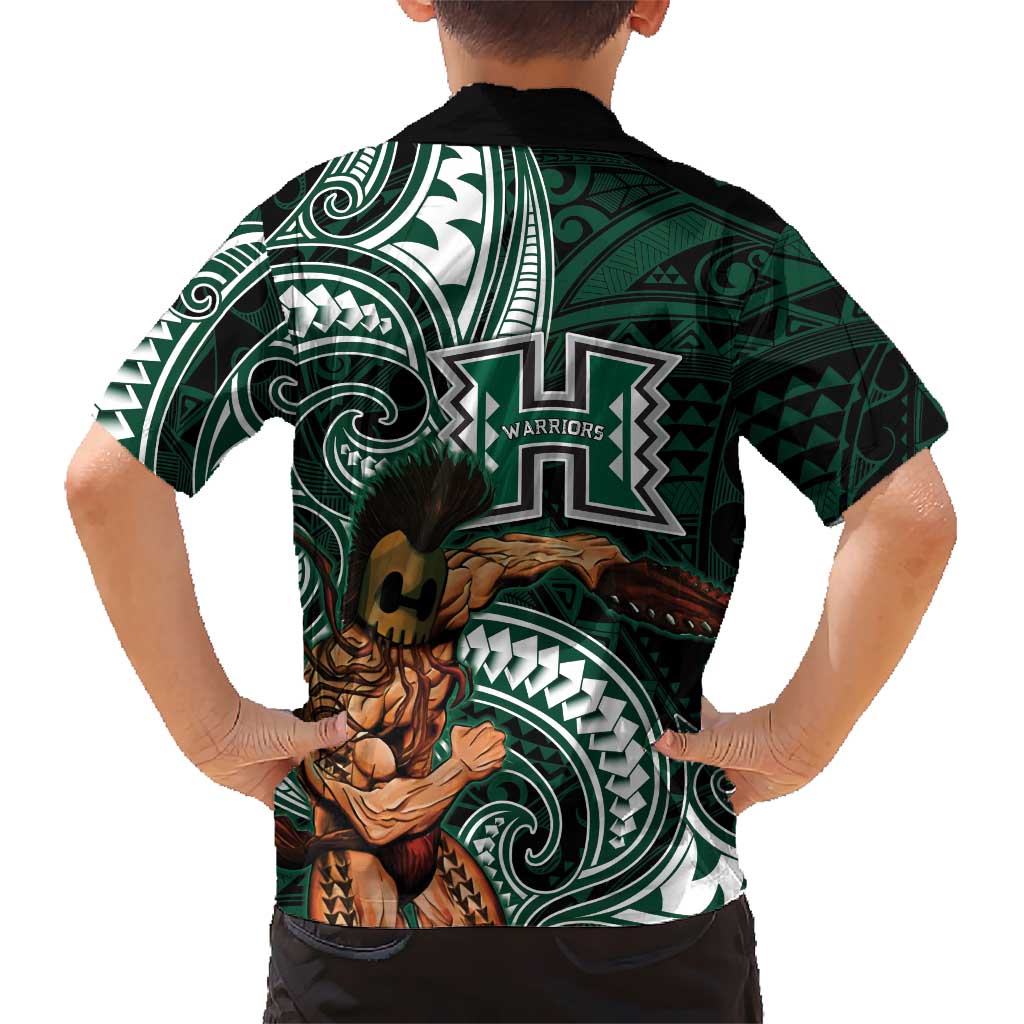 Hawaii Ikaika Warrior Football Family Matching Off The Shoulder Long Sleeve Dress and Hawaiian Shirt Polynesian Tribal Tattoo LT05 - Polynesian Pride
