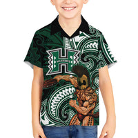 Hawaii Ikaika Warrior Football Family Matching Puletasi and Hawaiian Shirt Polynesian Tribal Tattoo LT05 Son's Shirt Black - Polynesian Pride
