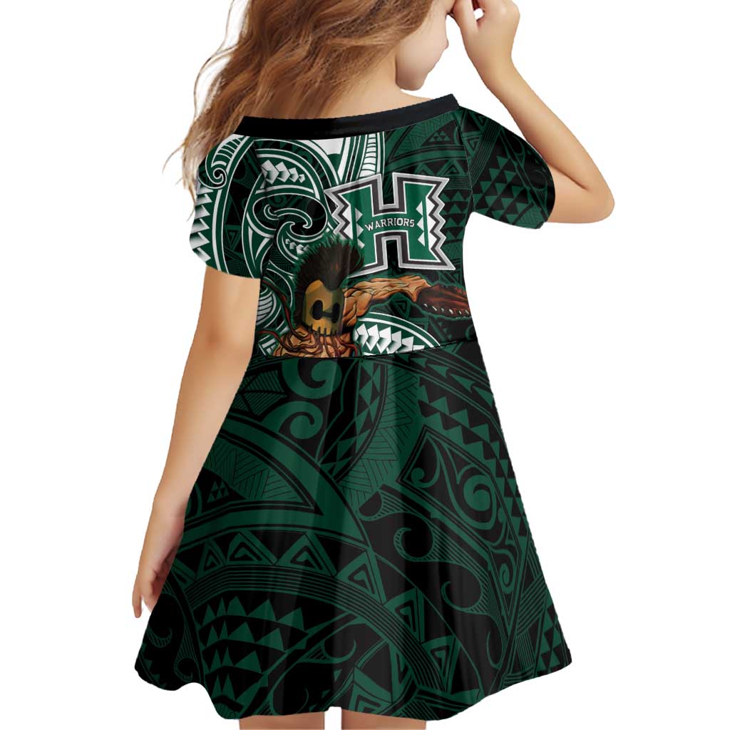 Hawaii Ikaika Warrior Football Family Matching Short Sleeve Bodycon Dress and Hawaiian Shirt Polynesian Tribal Tattoo LT05 - Polynesian Pride