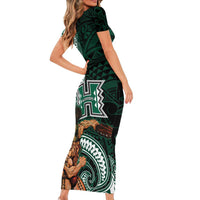 Hawaii Ikaika Warrior Football Family Matching Short Sleeve Bodycon Dress and Hawaiian Shirt Polynesian Tribal Tattoo LT05 - Polynesian Pride