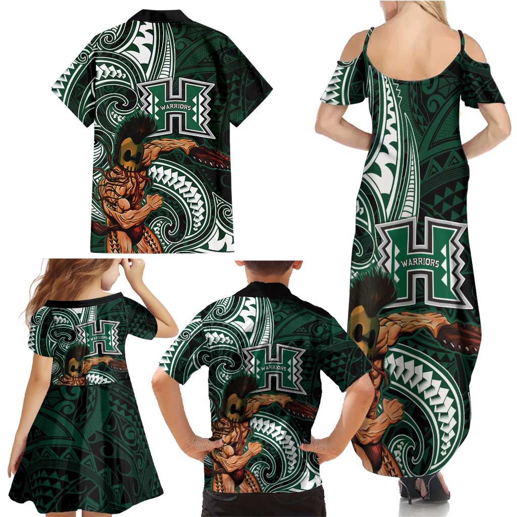 Hawaii Ikaika Warrior Football Family Matching Summer Maxi Dress and Hawaiian Shirt Polynesian Tribal Tattoo LT05 - Polynesian Pride