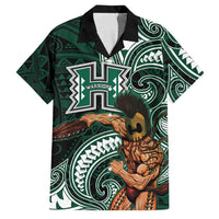 Hawaii Ikaika Warrior Football Family Matching Summer Maxi Dress and Hawaiian Shirt Polynesian Tribal Tattoo LT05 Dad's Shirt - Short Sleeve Black - Polynesian Pride