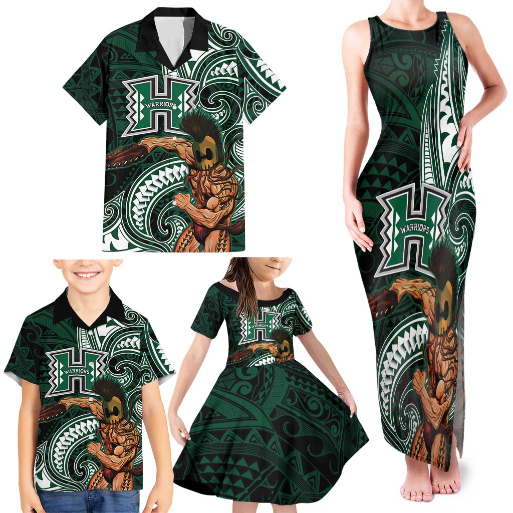 Hawaii Ikaika Warrior Football Family Matching Tank Maxi Dress and Hawaiian Shirt Polynesian Tribal Tattoo - Polynesian Pride