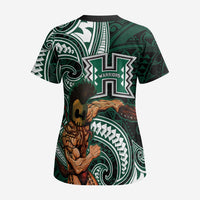 Hawaii Ikaika Warrior Football Scrub Top Polynesian Tribal Tattoo - Polynesian Pride
