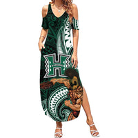 Hawaii Ikaika Warrior Football Summer Maxi Dress Polynesian Tribal Tattoo - Polynesian Pride