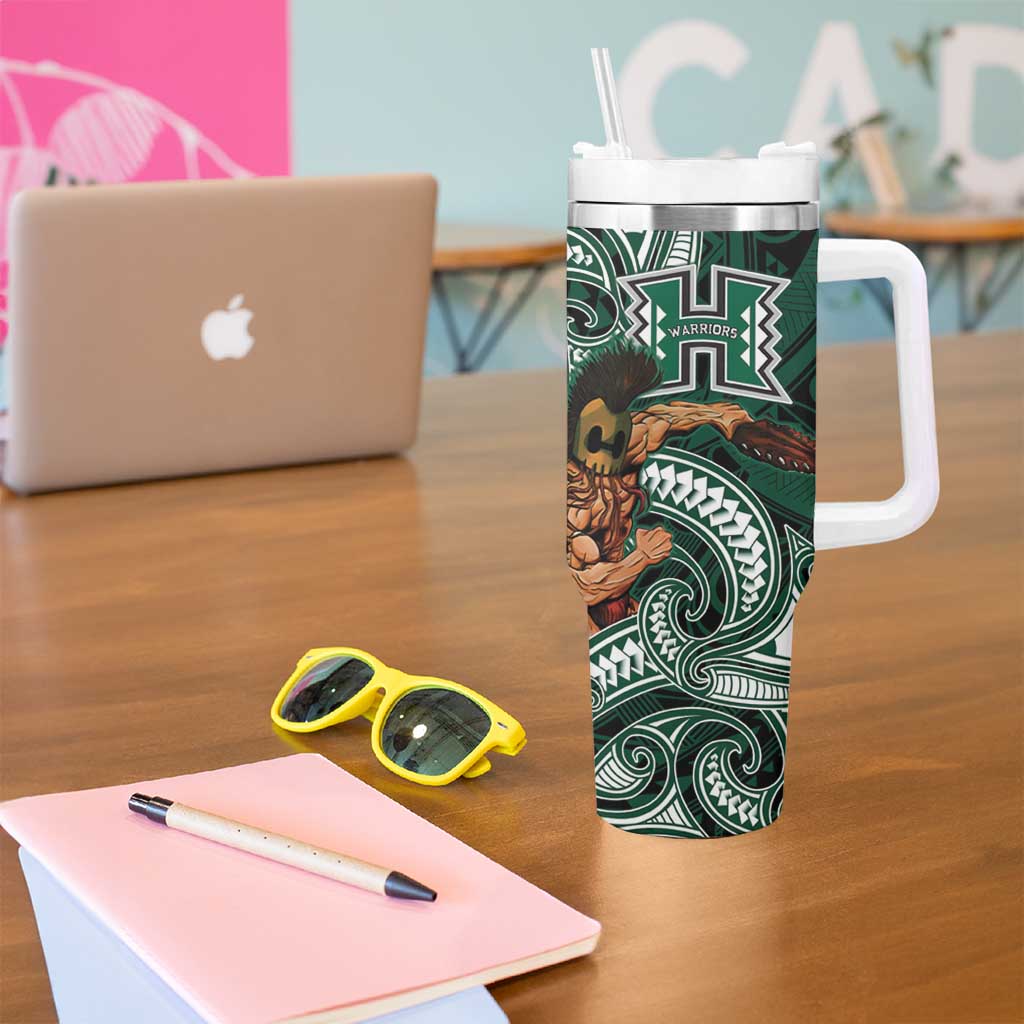 Hawaii Ikaika Warrior Football Tumbler With Handle Polynesian Tribal Tattoo - Polynesian Pride