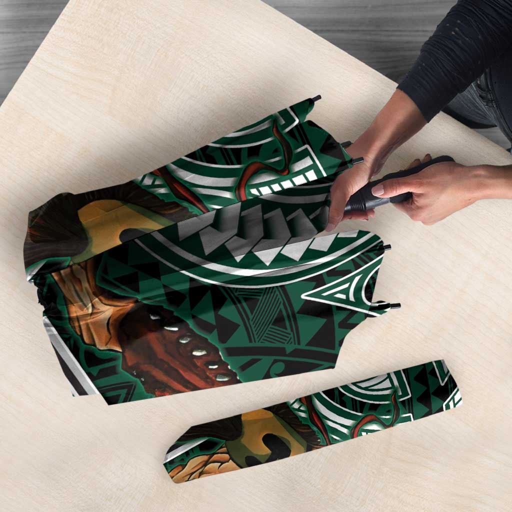 Hawaii Ikaika Warrior Football Umbrella Polynesian Tribal Tattoo - Polynesian Pride