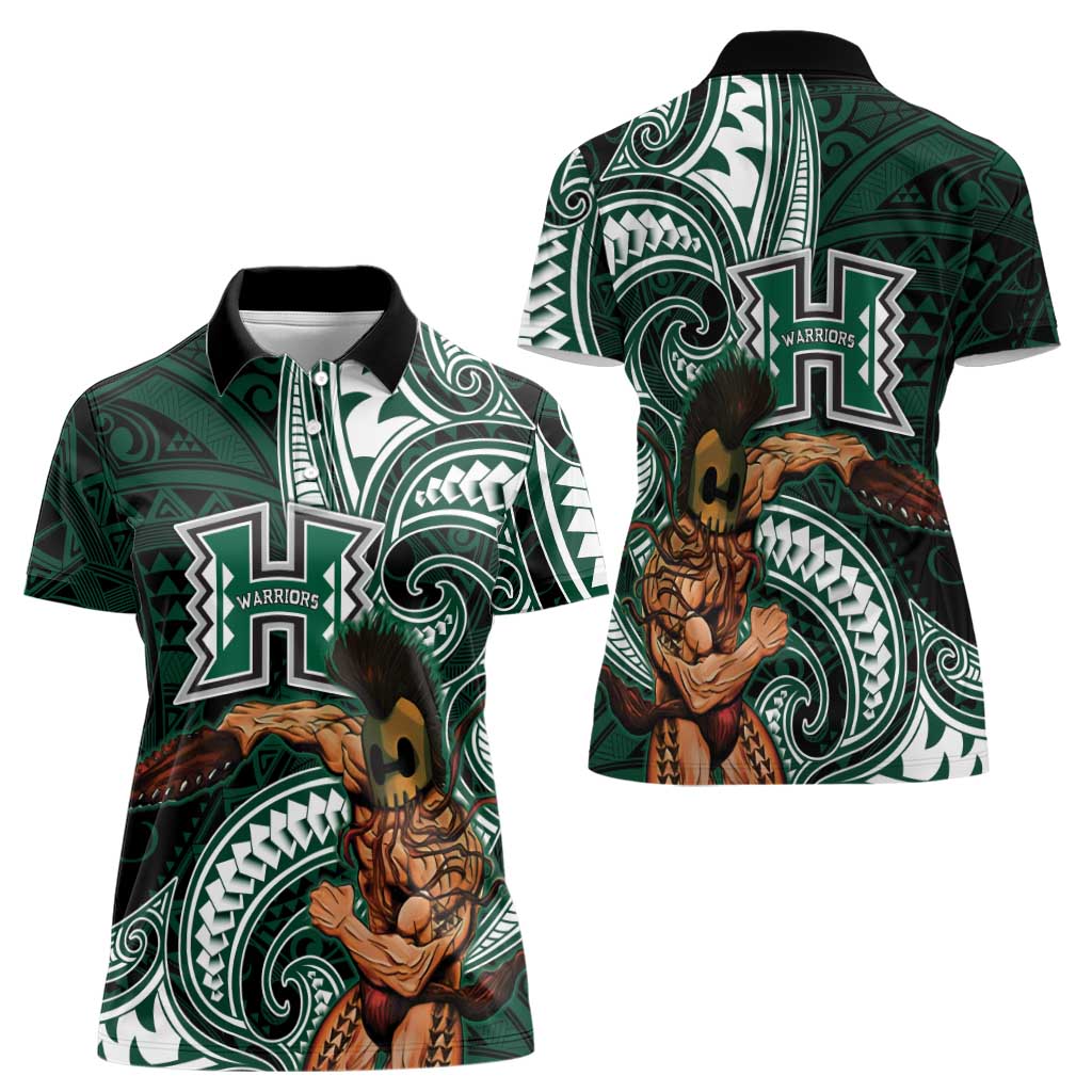 Hawaii Ikaika Warrior Football Women Polo Shirt Polynesian Tribal Tattoo - Polynesian Pride