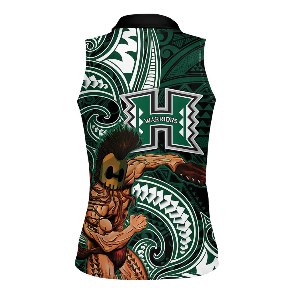 Hawaii Ikaika Warrior Football Women Sleeveless Polo Shirt Polynesian Tribal Tattoo - Polynesian Pride