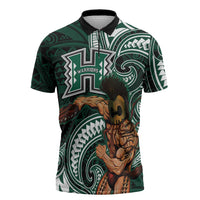 Hawaii Ikaika Warrior Football Zipper Polo Shirt Polynesian Tribal Tattoo - Polynesian Pride