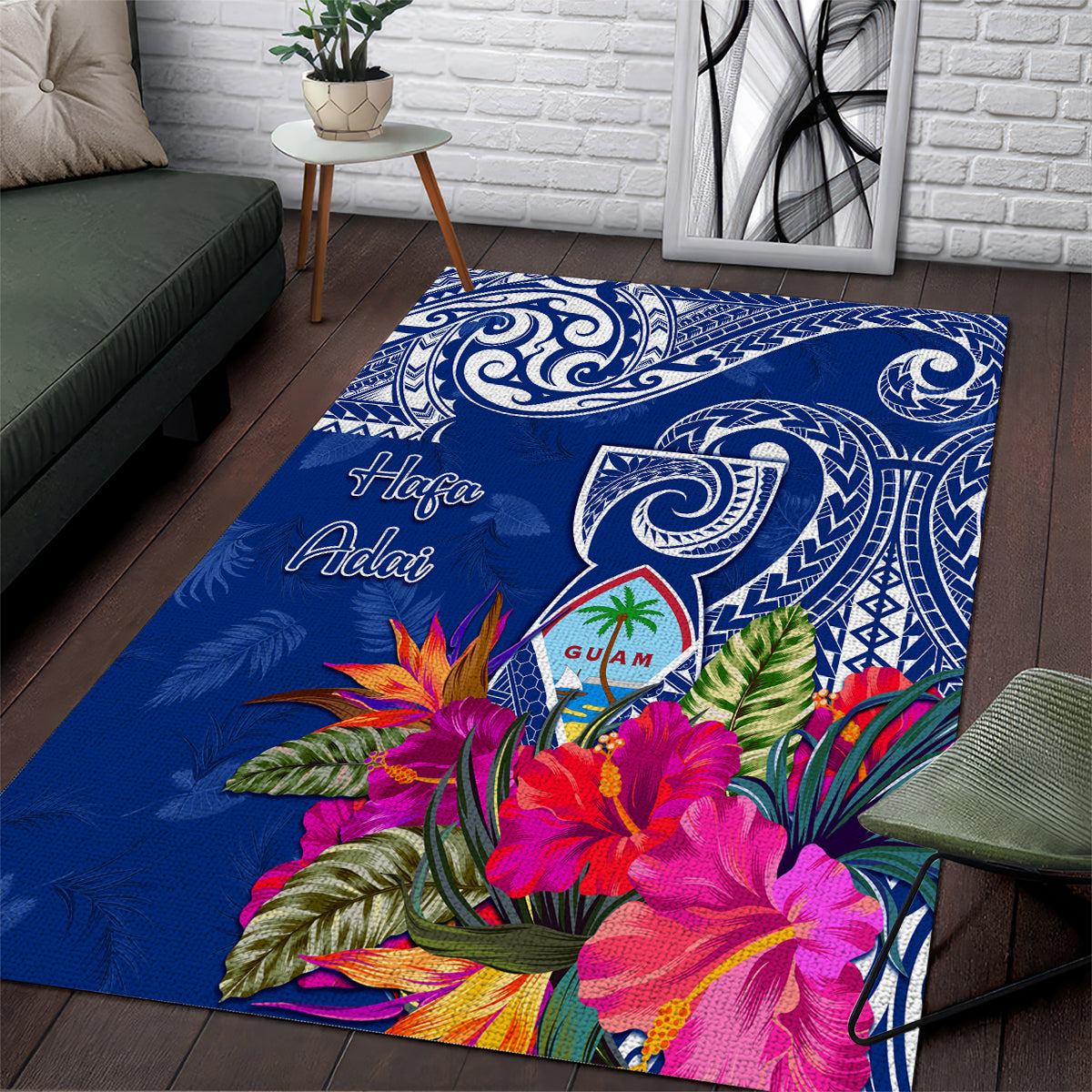 Hafa Adai Guam History and Chamorro Heritage Day Area Rug Blue Latte Stone LT05 Blue - Polynesian Pride