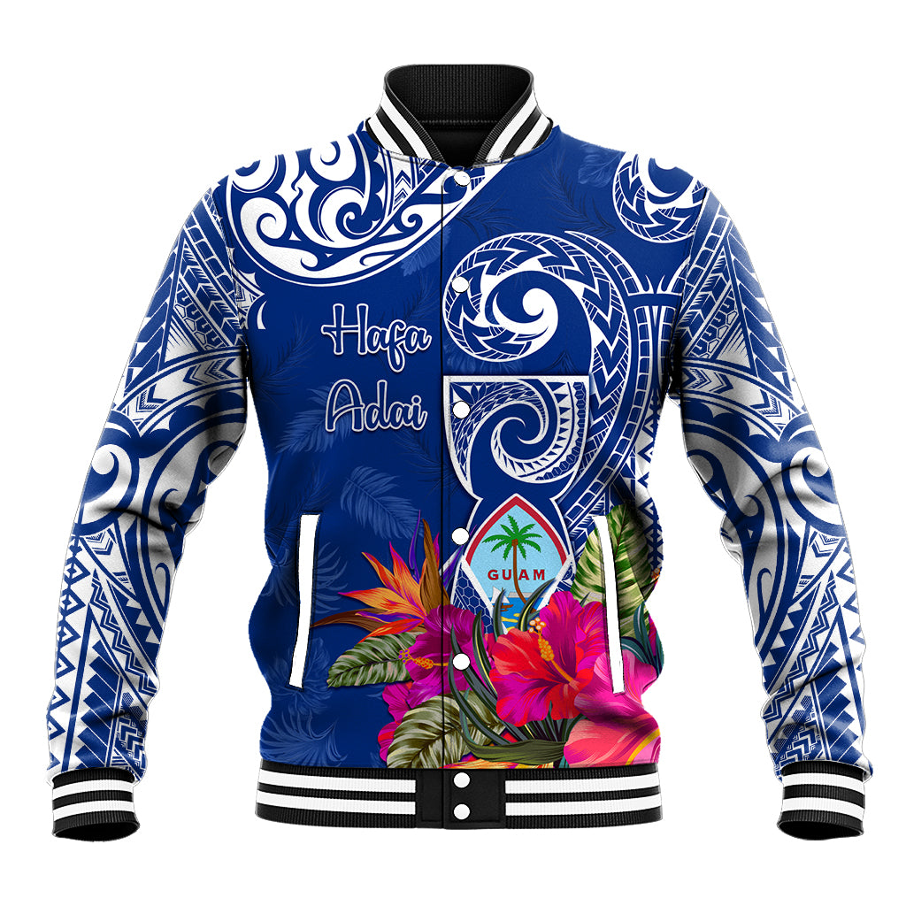 Personalised Hafa Adai Guam History and Chamorro Heritage Day Baseball Jacket Blue Latte Stone LT05 Unisex Blue - Polynesian Pride
