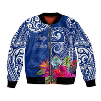 Personalised Hafa Adai Guam History and Chamorro Heritage Day Bomber Jacket Blue Latte Stone LT05 Unisex Blue - Polynesian Pride