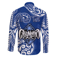 Personalised Hafa Adai Guam History and Chamorro Heritage Day Family Matching Off Shoulder Long Sleeve Dress and Hawaiian Shirt Blue Latte Stone LT05 - Polynesian Pride