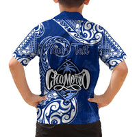 Personalised Hafa Adai Guam History and Chamorro Heritage Day Family Matching Off Shoulder Maxi Dress and Hawaiian Shirt Blue Latte Stone LT05 - Polynesian Pride