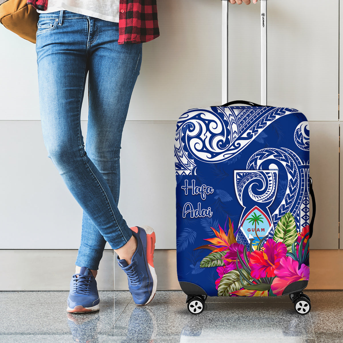Hafa Adai Guam History and Chamorro Heritage Day Luggage Cover Blue Latte Stone LT05 - Polynesian Pride