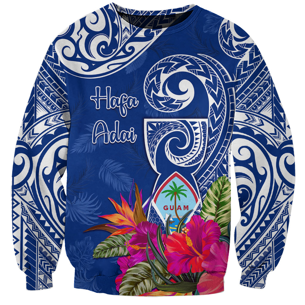 Personalised Hafa Adai Guam History and Chamorro Heritage Day Sweatshirt Blue Latte Stone LT05 Unisex Blue - Polynesian Pride