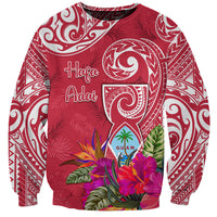 Personalised Hafa Adai Guam History and Chamorro Heritage Day Sweatshirt Red Latte Stone LT05 Unisex Red - Polynesian Pride