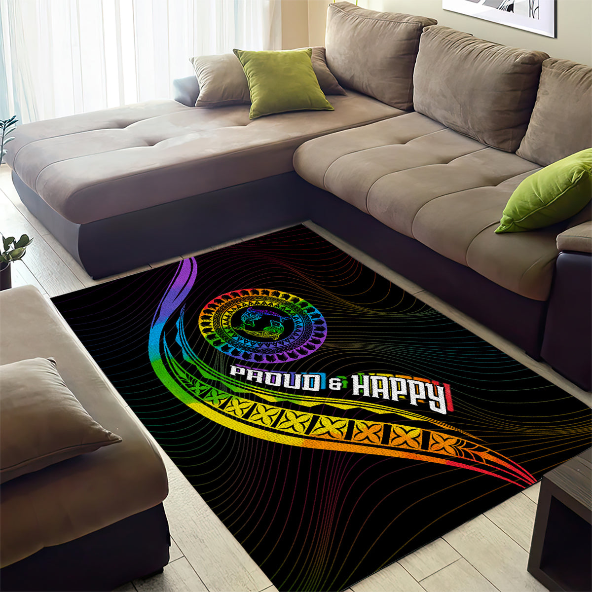 LGBT History Month Area Rug Proud And Happy Polynesian Dolphin LT05 - Polynesian Pride