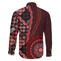 New Zealand Aotearoa Family Matching Tank Maxi Dress and Hawaiian Shirt Maori Harakeke Weaving Pattern Red LT05 - Polynesian Pride