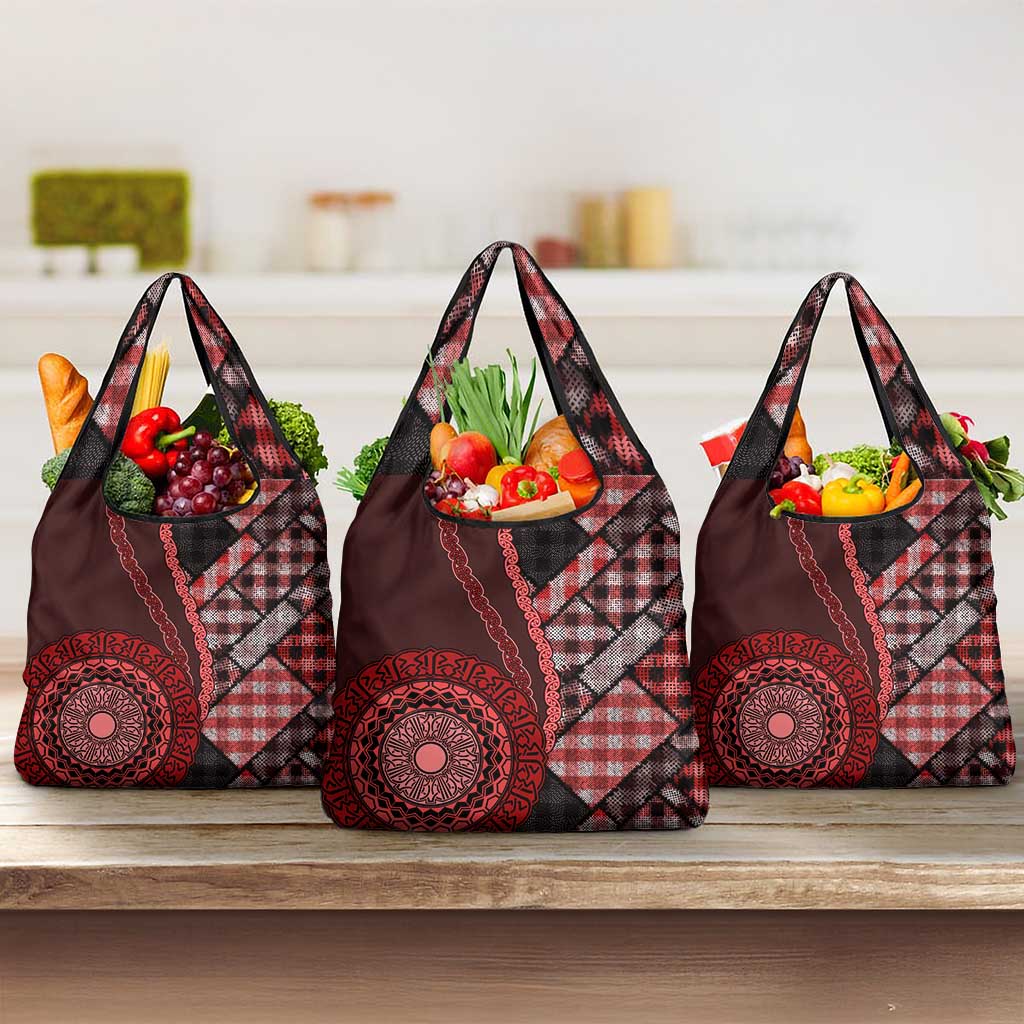 New Zealand Aotearoa Grocery Bag Maori Harakeke Weaving Pattern Red