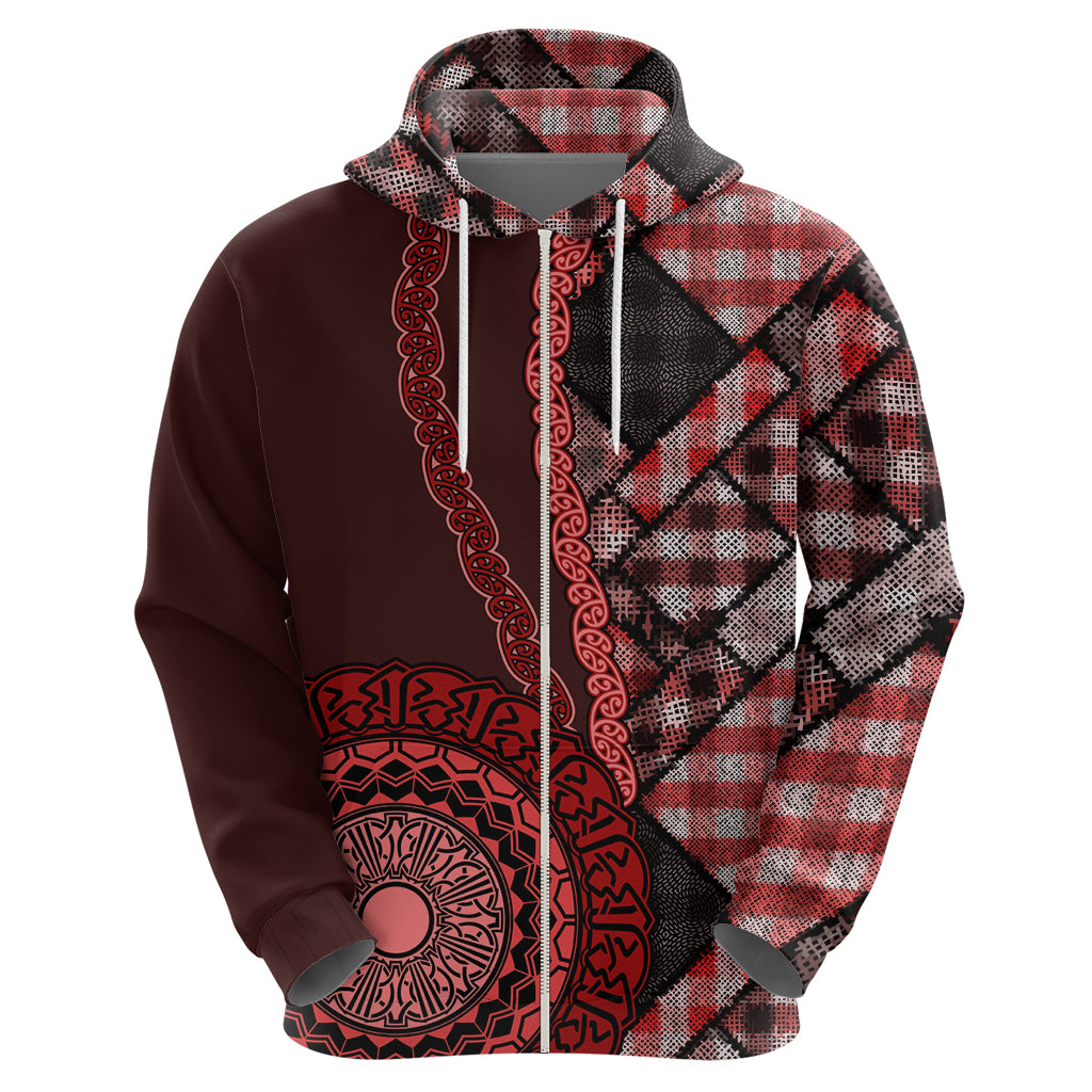 New Zealand Aotearoa Hoodie Maori Harakeke Weaving Pattern Red LT05 - Polynesian Pride