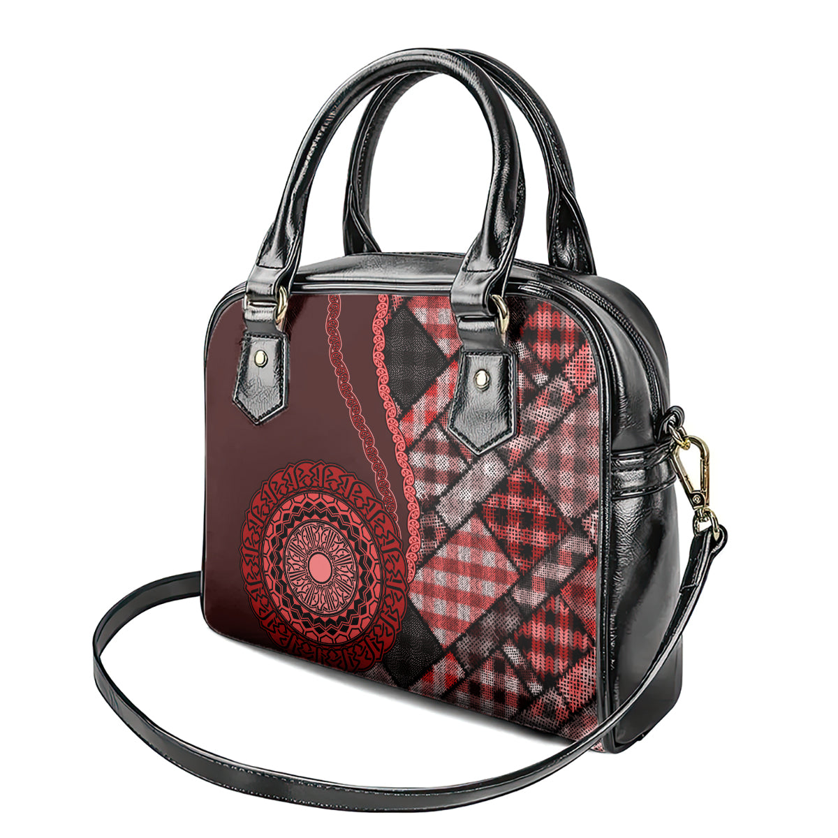 New Zealand Aotearoa Shoulder Handbag Maori Harakeke Weaving Pattern Red LT05 - Polynesian Pride