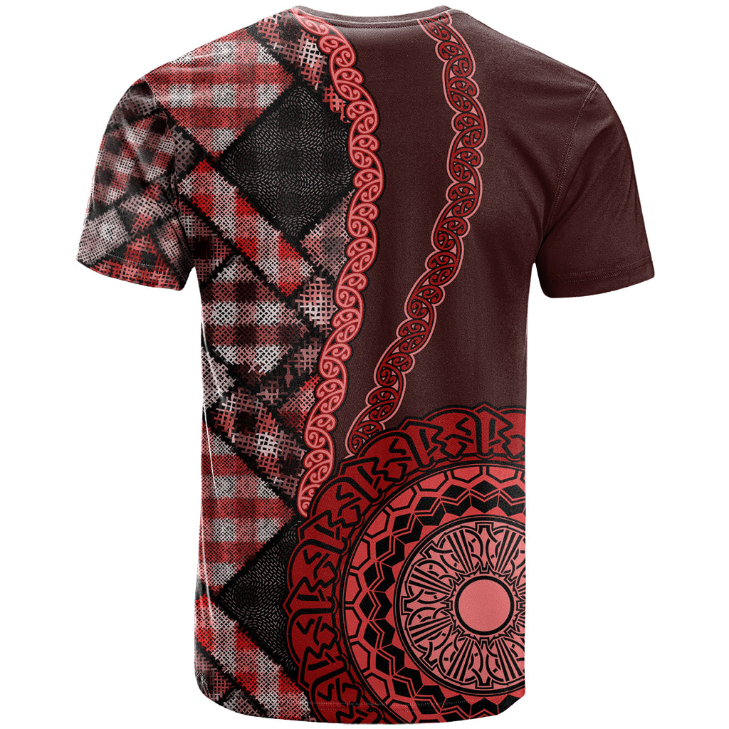 New Zealand Aotearoa T Shirt Maori Harakeke Weaving Pattern Red LT05 - Polynesian Pride
