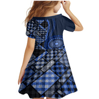 New Zealand Aotearoa Family Matching Mermaid Dress and Hawaiian Shirt Maori Harakeke Weaving Pattern Blue LT05 - Polynesian Pride