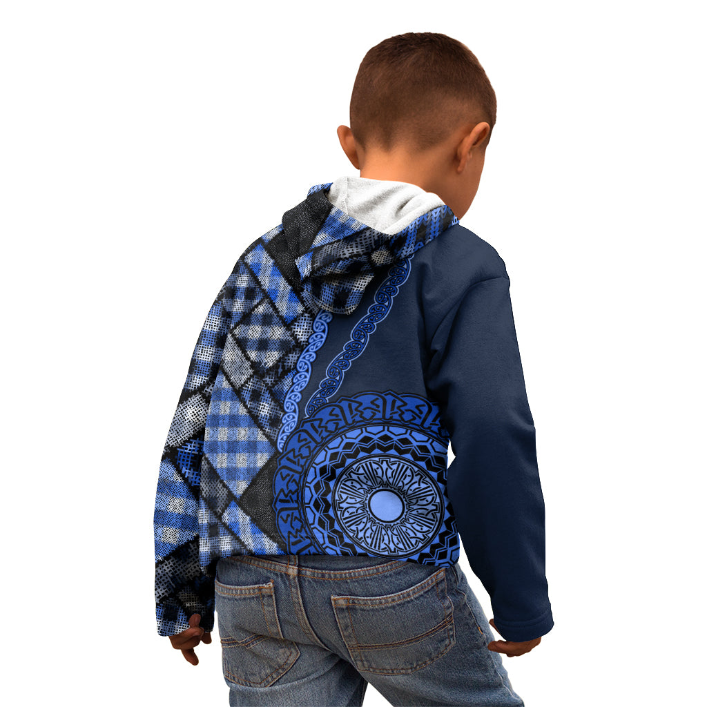 New Zealand Aotearoa Kid Hoodie Maori Harakeke Weaving Pattern Blue LT05 - Polynesian Pride