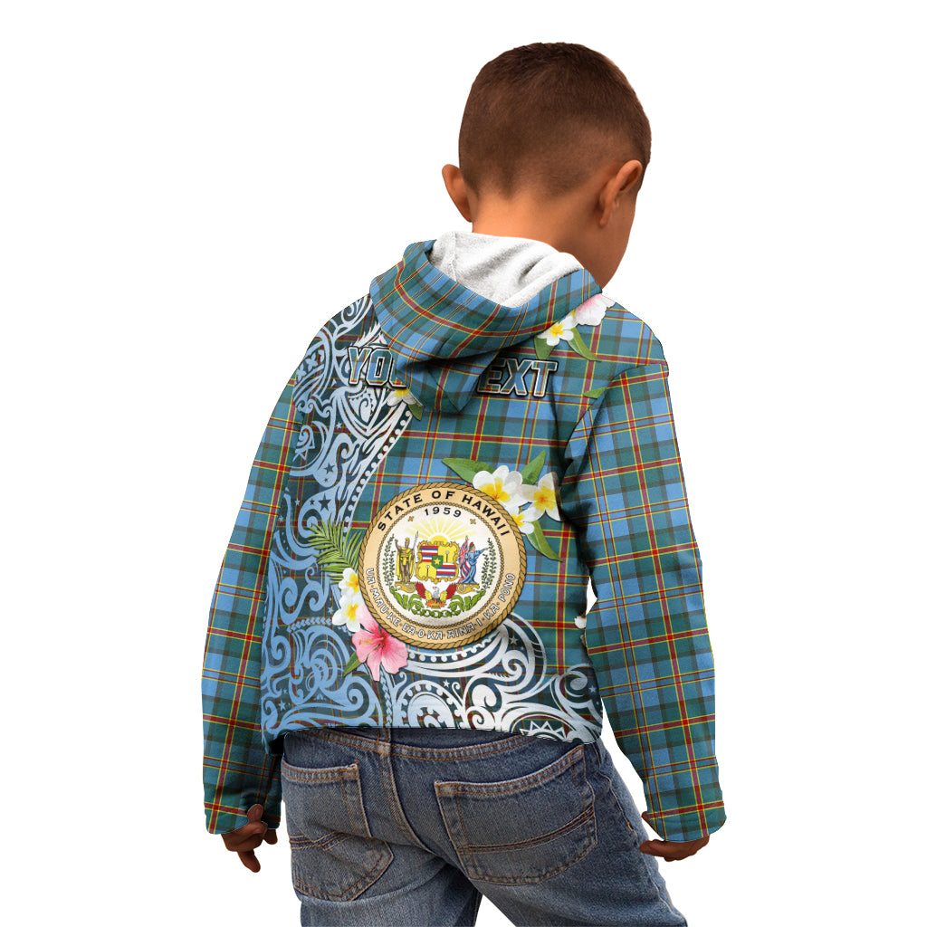 Personalised Hawaii State Kid Hoodie Tropical Flowers With Tartan Pattern LT05 - Polynesian Pride